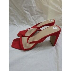 Pre Owned The Drop 9 Red Faux Suede Strappy Slip on Sandals 125873